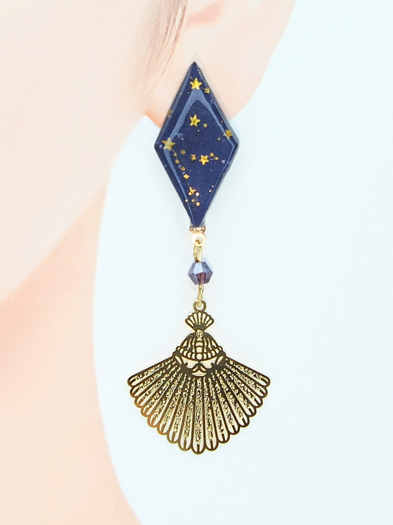 レジンアクセサリー ピアス ブルー系No.28