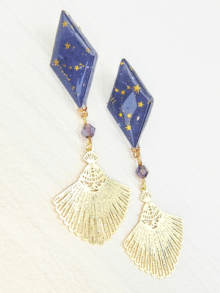 レジンアクセサリー ピアス ブルー系No.28