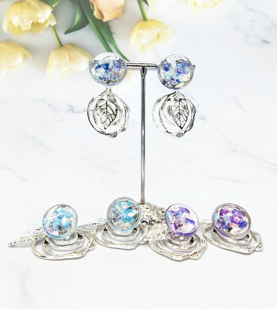 レジンアクセサリー ピアス クリア系No.19