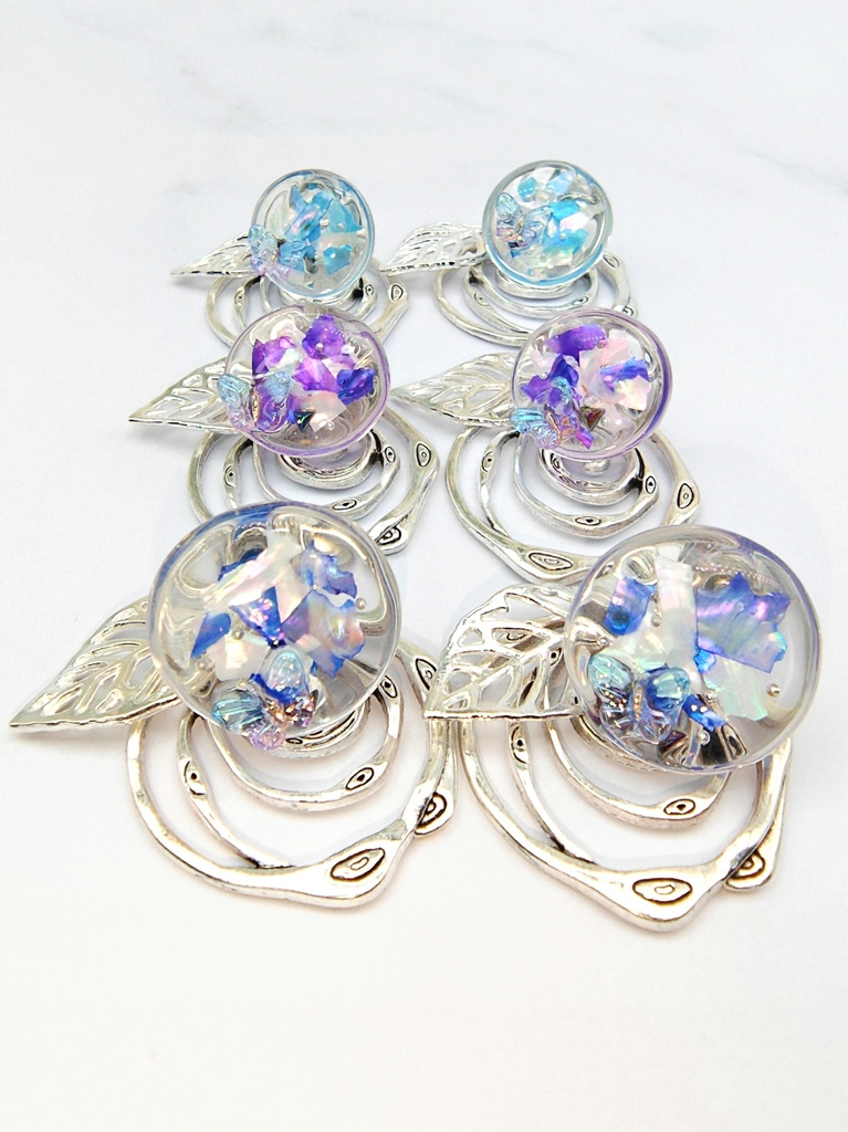 レジンアクセサリー ピアス クリア系No.19