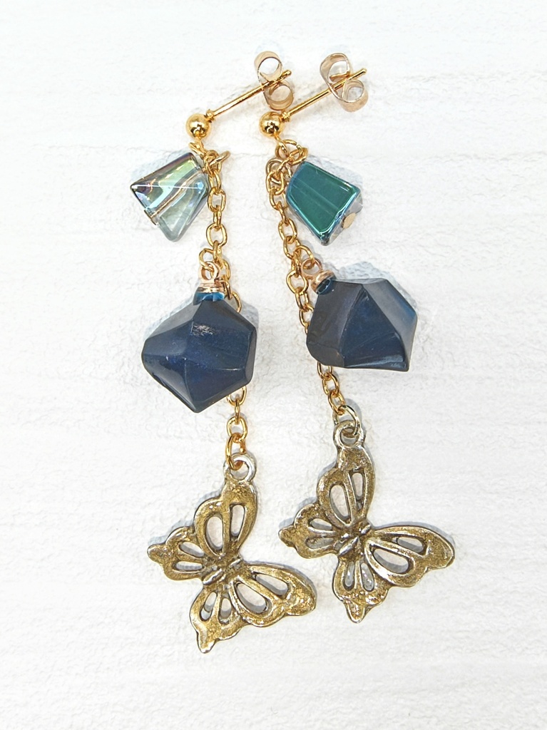 レジンアクセサリー ピアス ブルー系No.29