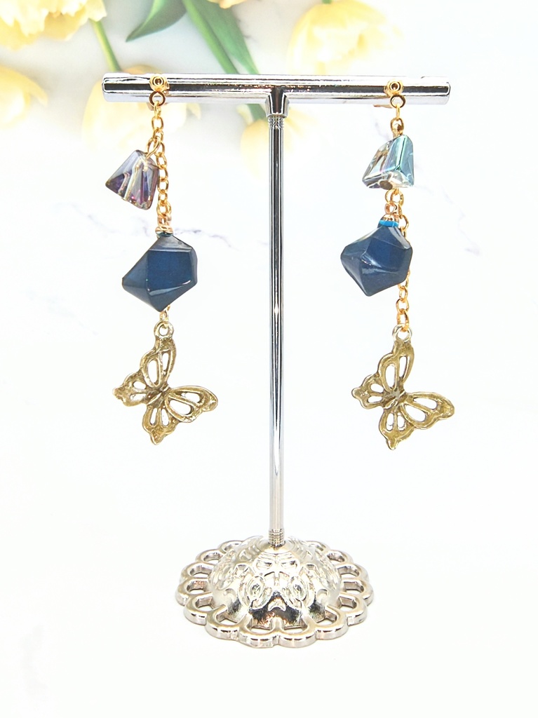 レジンアクセサリー ピアス ブルー系No.29