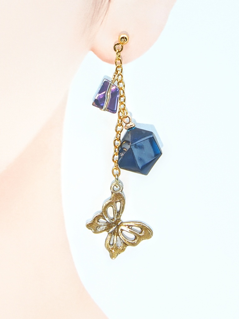 レジンアクセサリー ピアス ブルー系No.29