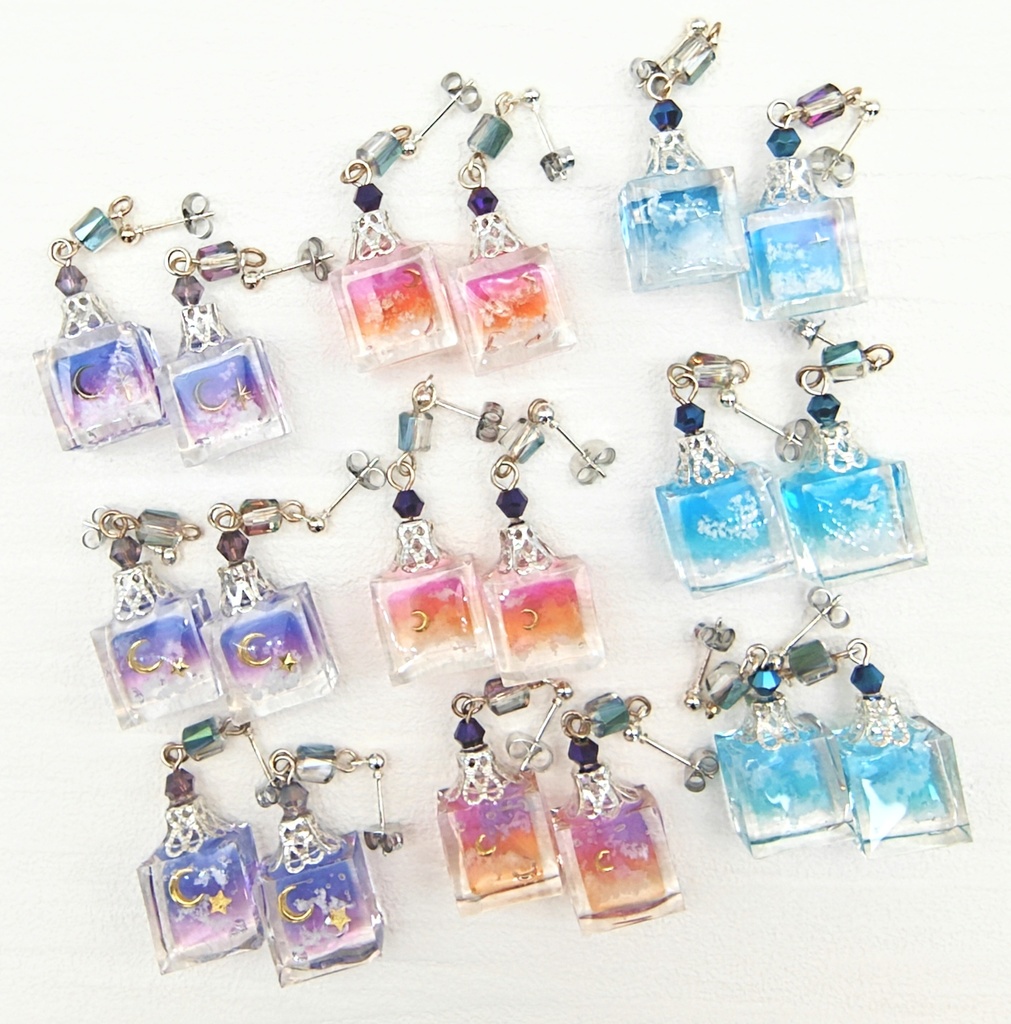 レジンアクセサリー ピアス 香水瓶モチーフ3種