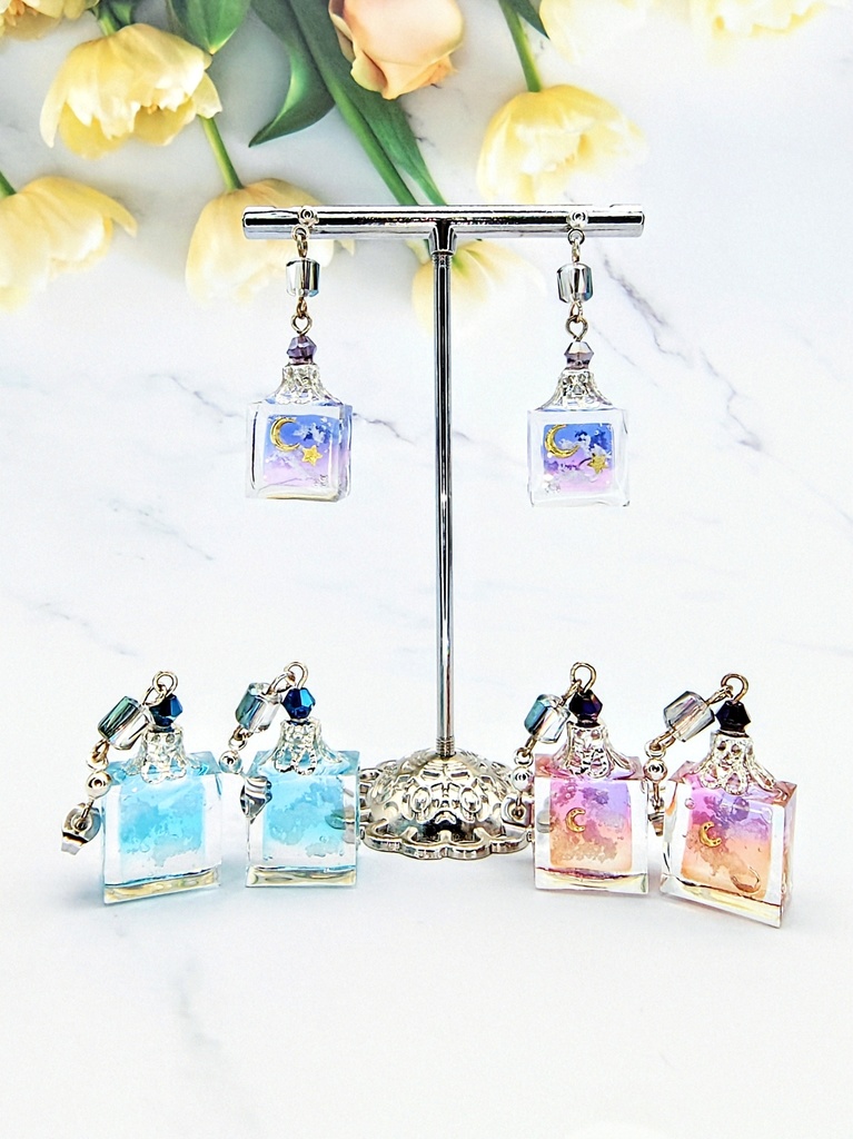 レジンアクセサリー ピアス 香水瓶モチーフ3種