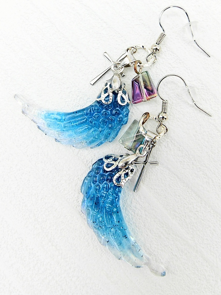 レジンアクセサリー ピアス ブルー系No.30