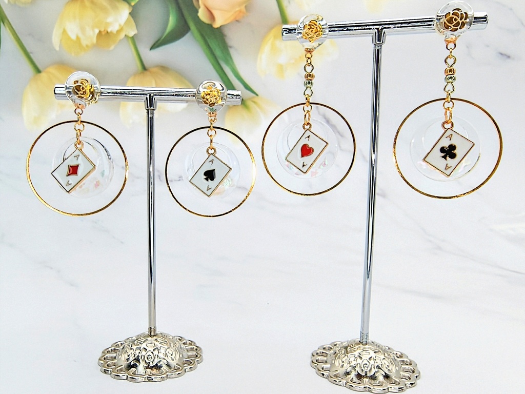 レジンアクセサリー ピアス クリア系No.22