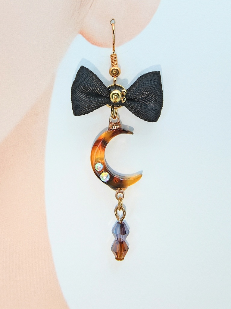 レジンアクセサリー ピアス ブルー系No.32 &ベッコウ系