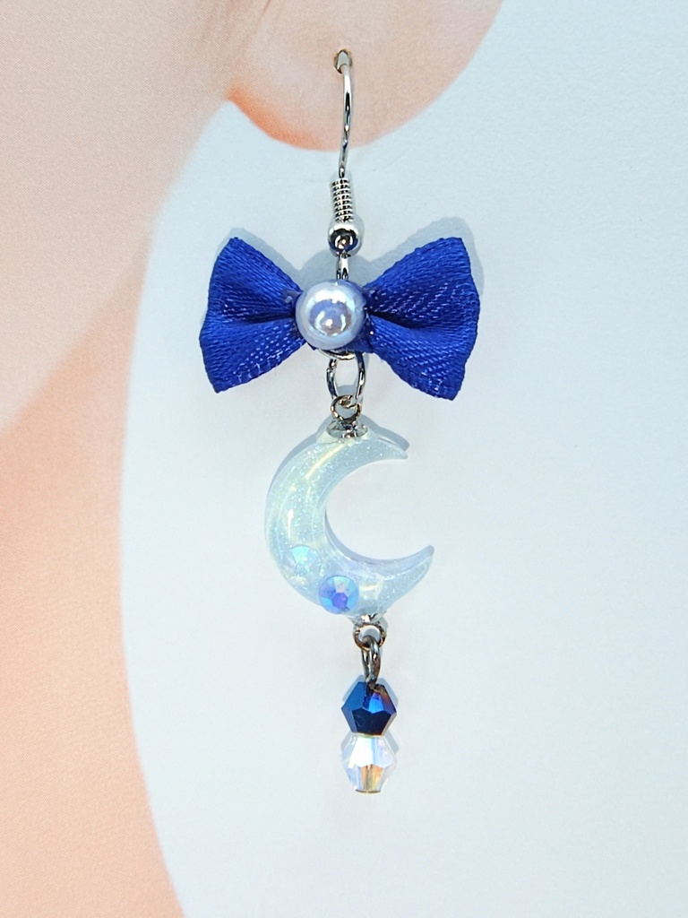 レジンアクセサリー ピアス ブルー系No.32 &ベッコウ系