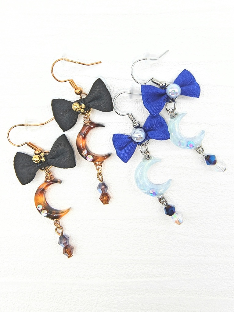 レジンアクセサリー ピアス ブルー系No.32 &ベッコウ系