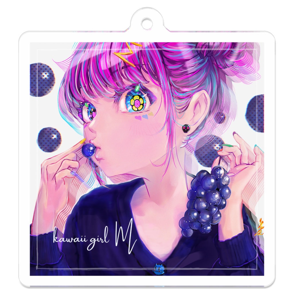 【アクリルキーホルダー】kawaii girl M♡ブドウ