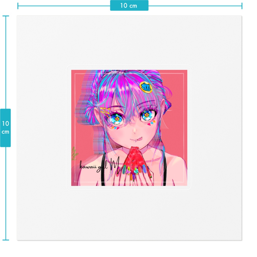 【ステッカーS・Lサイズ】kawaii girl M♡スイカ🍉