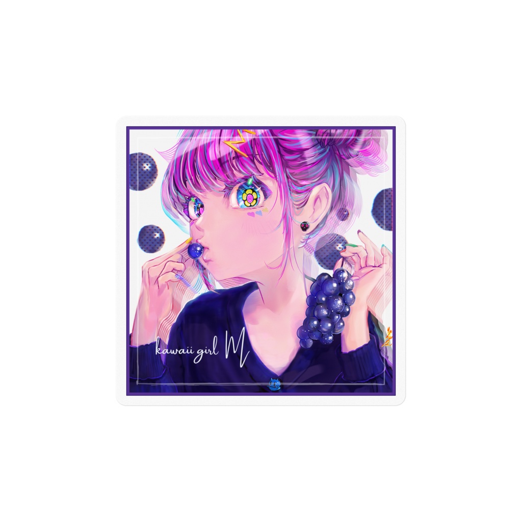 【ステッカーS・Lサイズ】kawaii girl M♡ブドウ🍇