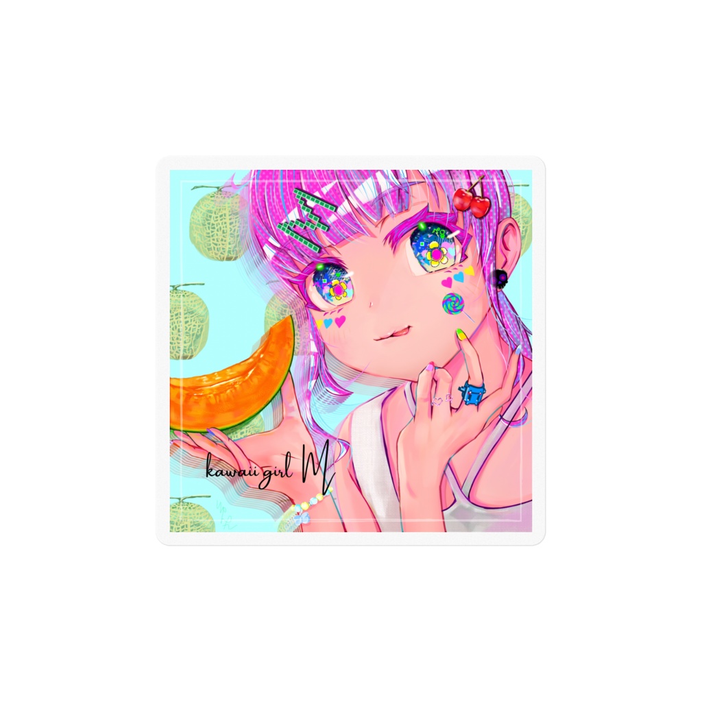 【ステッカーS・Lサイズ】kawaii girl M♡メロン🍈