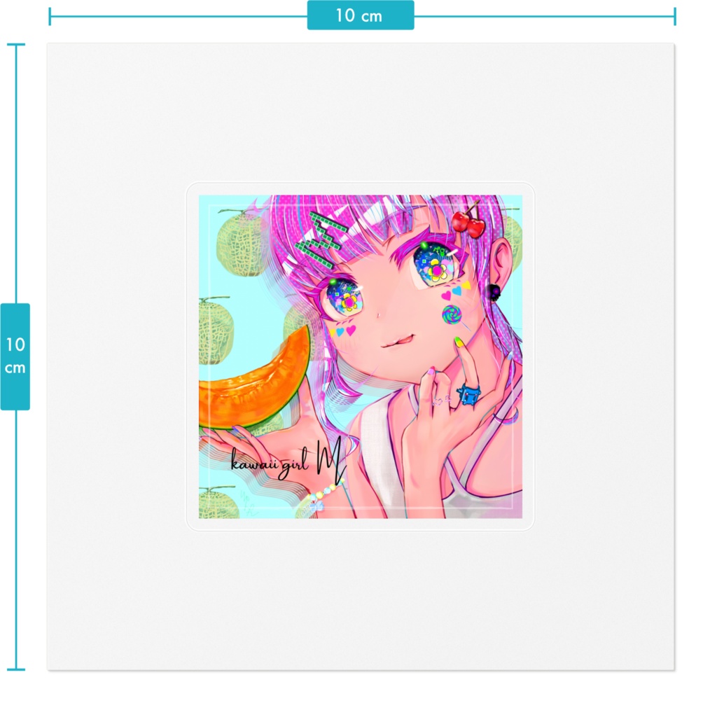 【ステッカーS・Lサイズ】kawaii girl M♡メロン🍈