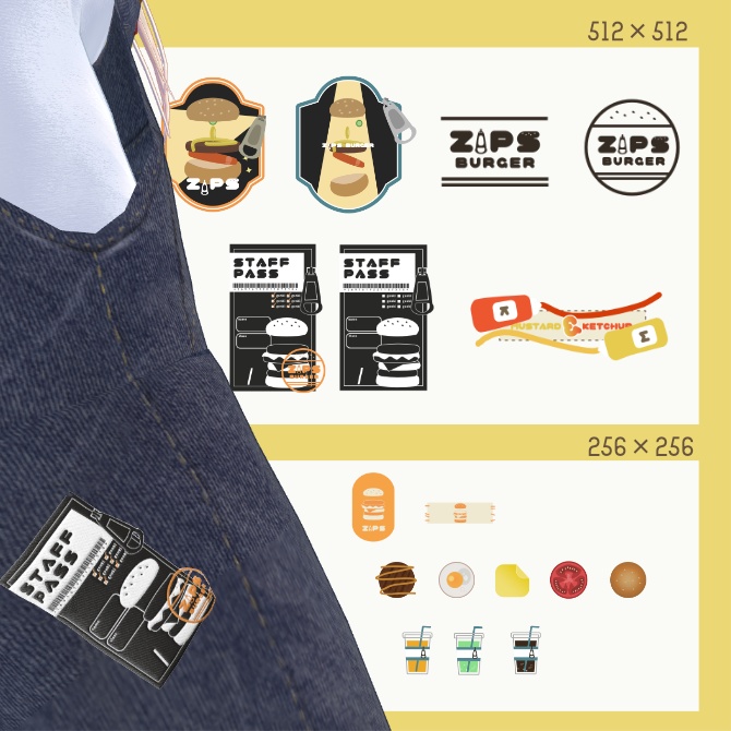 【VRC 想定】ハンバーガやさんテクスチャ(WappenMaker用)