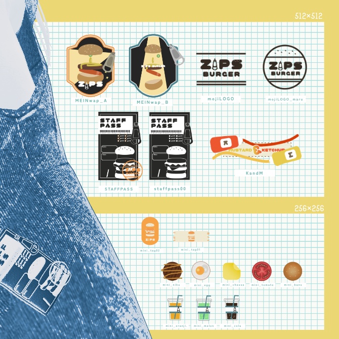 【VRC 想定】ハンバーガやさんテクスチャ(WappenMaker用)