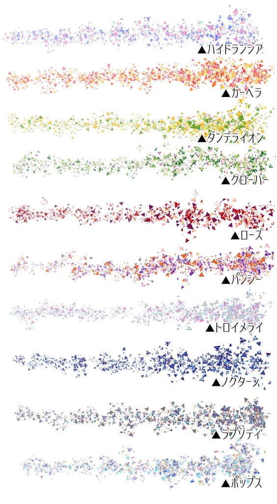 【Clip Studio Paint用】三角ラメブラシ10色セット
