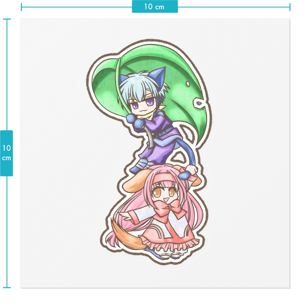 ステッカー 猫男&犬子