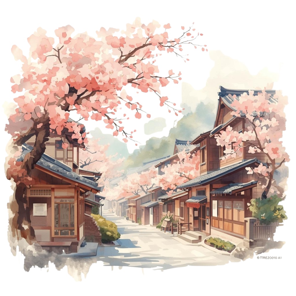 旅行クリップアートセット|水彩・ピンク・アンティーク|透過PNG|世界の街並みイラスト 10点