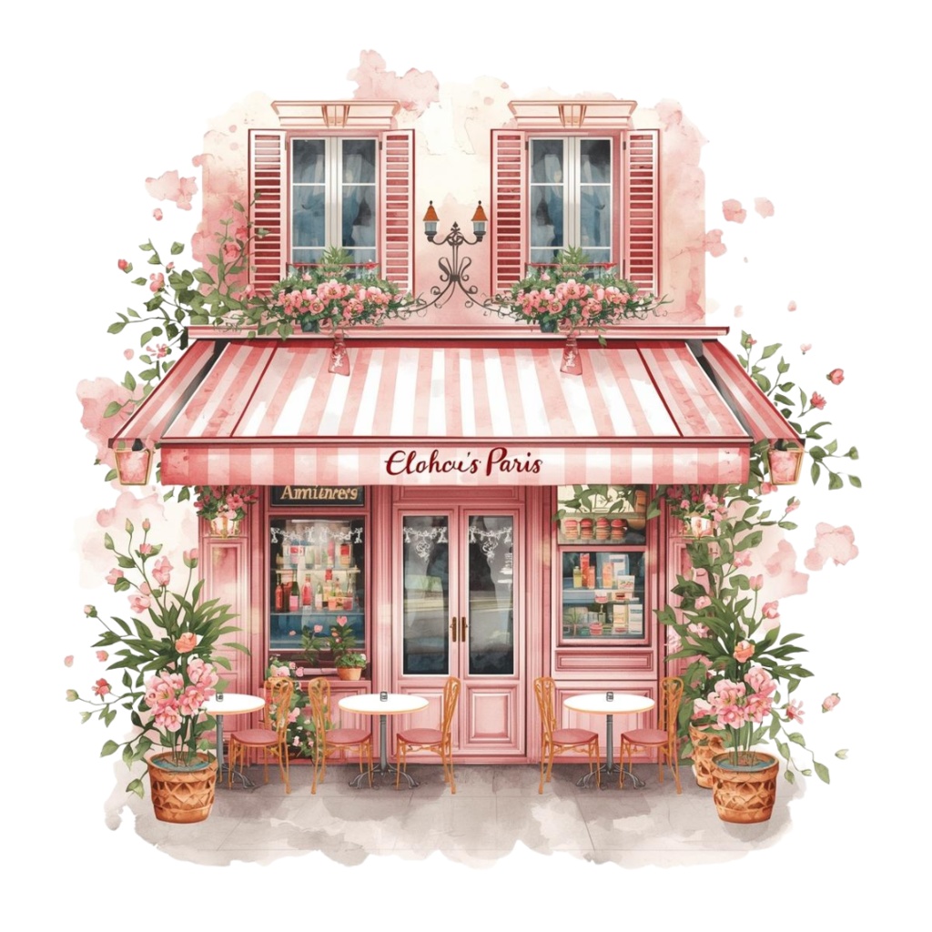 旅行クリップアートセット|水彩・ピンク・アンティーク|透過PNG|世界の街並みイラスト 10点