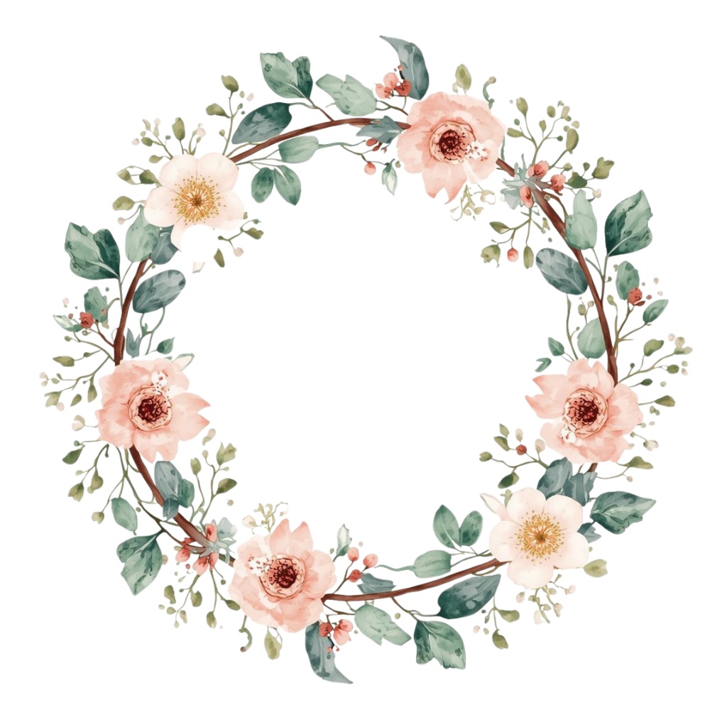 北欧ピンク・ヴィンテージ水彩クリップアートセット(北欧風PNG10点)