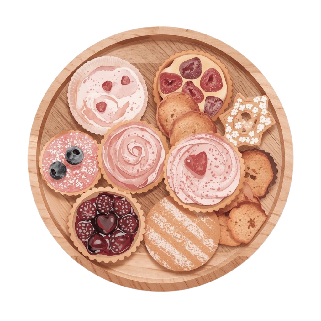 北欧ピンク・ヴィンテージ水彩クリップアートセット(北欧風PNG10点)