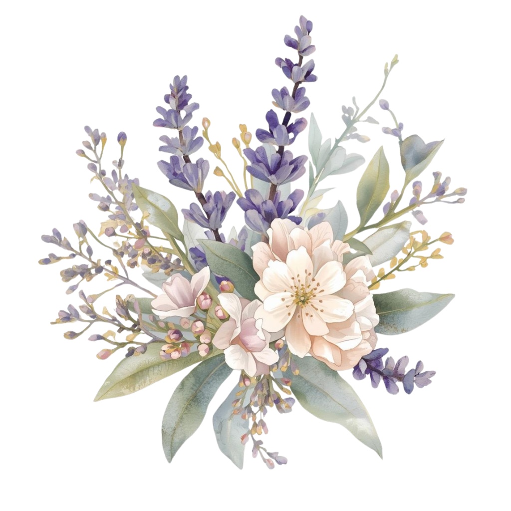 アンティーク水彩フラワークリップアート10種セット(ロマンティック・淡い色・透過PNG)