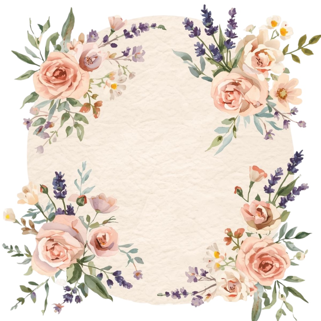 アンティーク水彩フラワークリップアート10種セット(ロマンティック・淡い色・透過PNG)