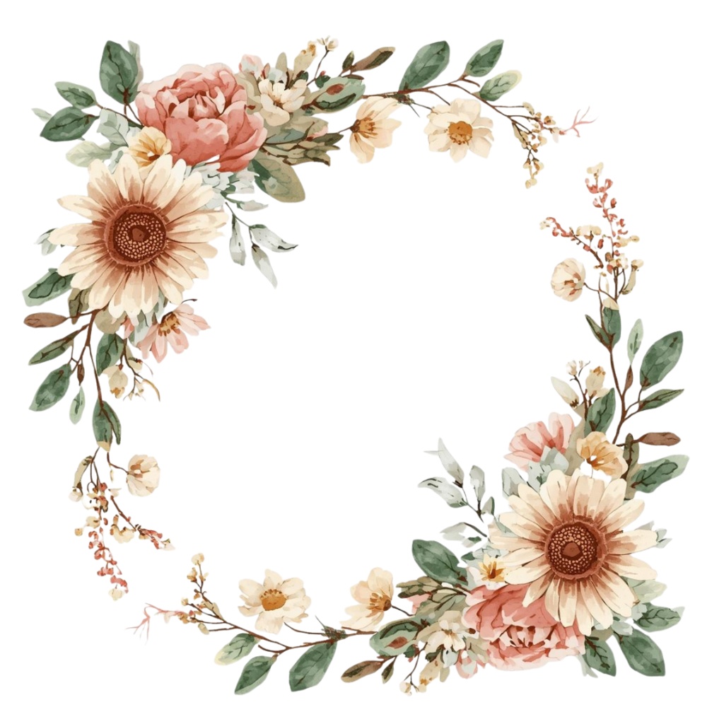 アンティーク水彩フラワークリップアート10種セット(ロマンティック・淡い色・透過PNG)