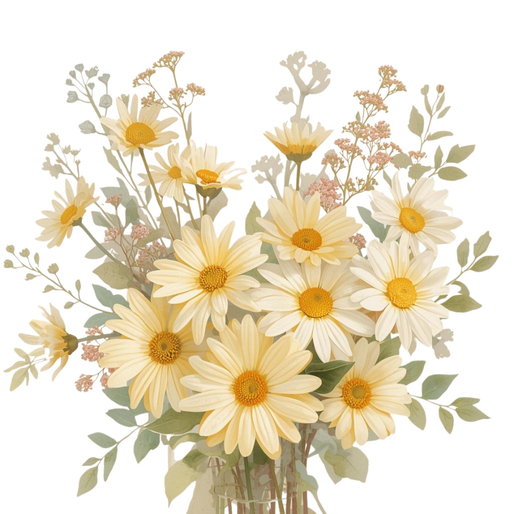 アンティーク水彩フラワークリップアート10種セット(ロマンティック・淡い色・透過PNG)