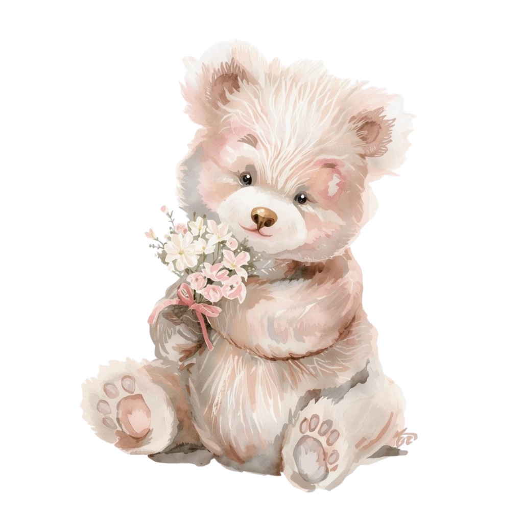 水彩ピンクアンティーク動物クリップアート素材集|背景透過PNG|可愛いイラスト