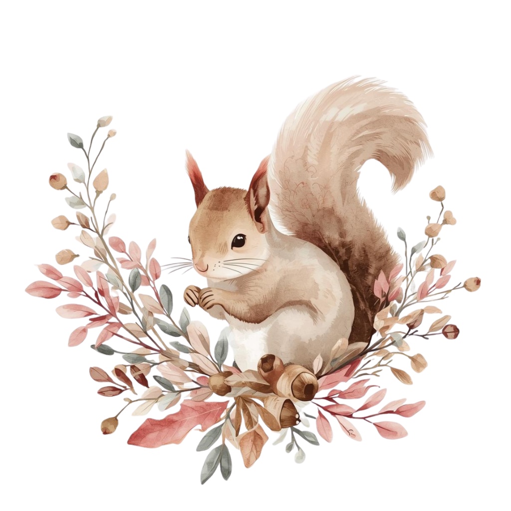 水彩ピンクアンティーク動物クリップアート素材集|背景透過PNG|可愛いイラスト