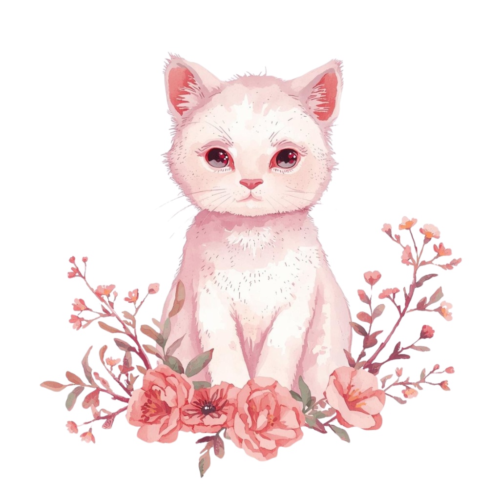 水彩ピンクアンティーク動物クリップアート素材集|背景透過PNG|可愛いイラスト