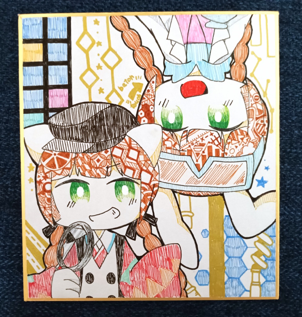 【色紙原画】リドルズニャミ&ユニラボミミ