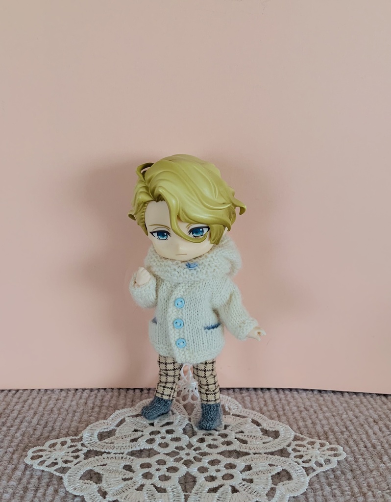 チラ見えポケットのカーディガンとフード付きスヌードセット