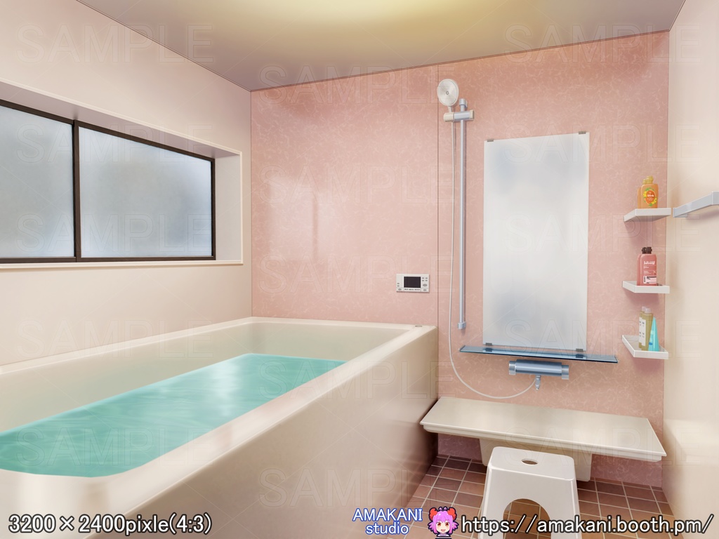 【背景素材】 「お風呂場」差分セット