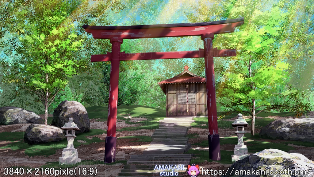 【背景素材】 「山奥の神社」差分セット