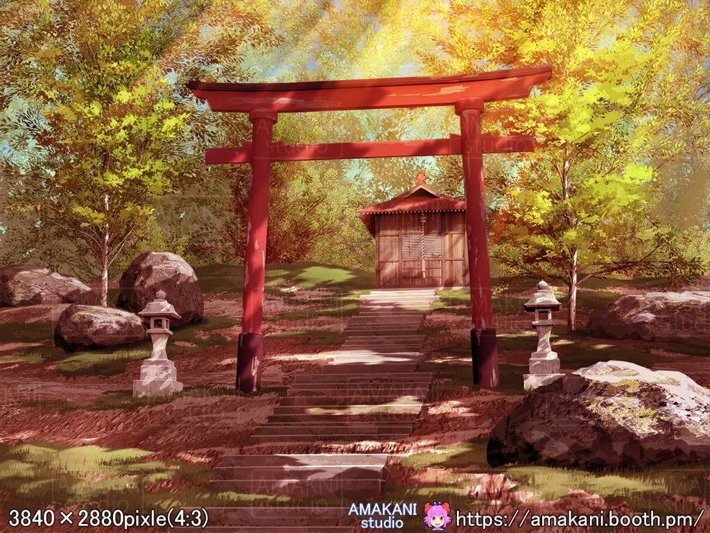 【背景素材】 「山奥の神社」差分セット