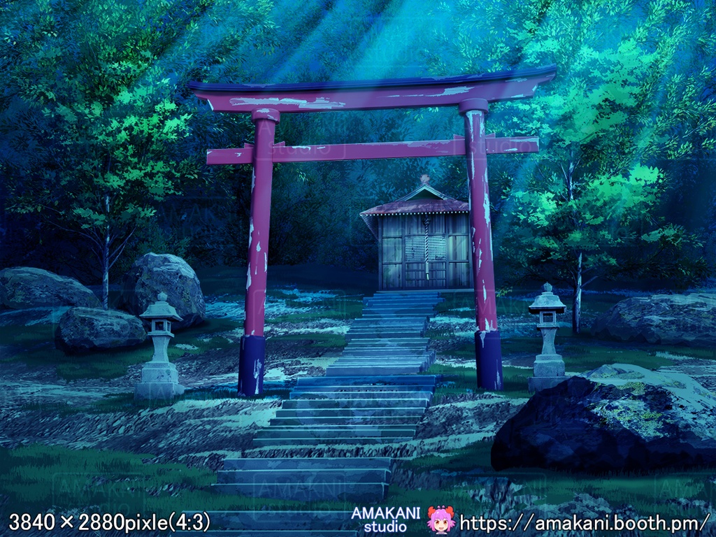 【背景素材】 「山奥の神社」差分セット