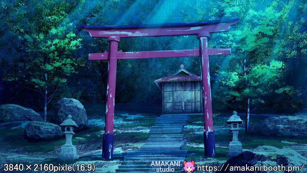 【背景素材】 「山奥の神社」差分セット