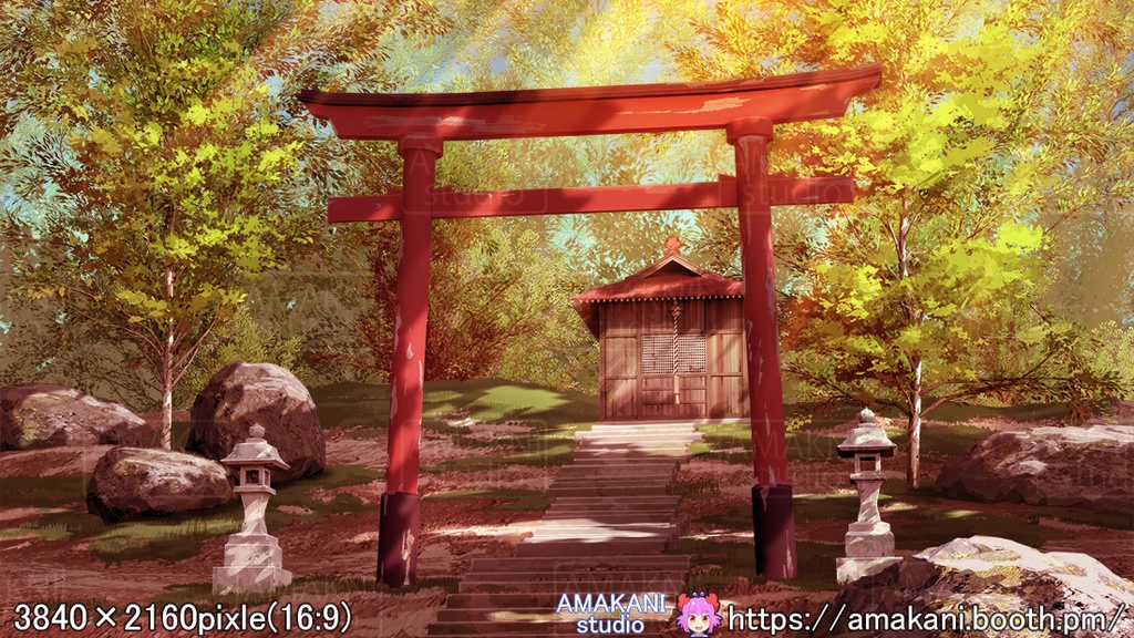 【背景素材】 「山奥の神社」差分セット