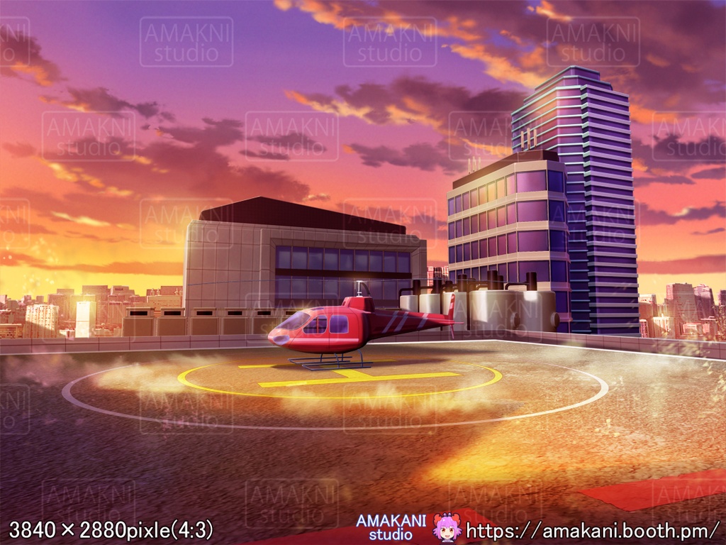 【背景素材】 「ヘリポート」差分セット