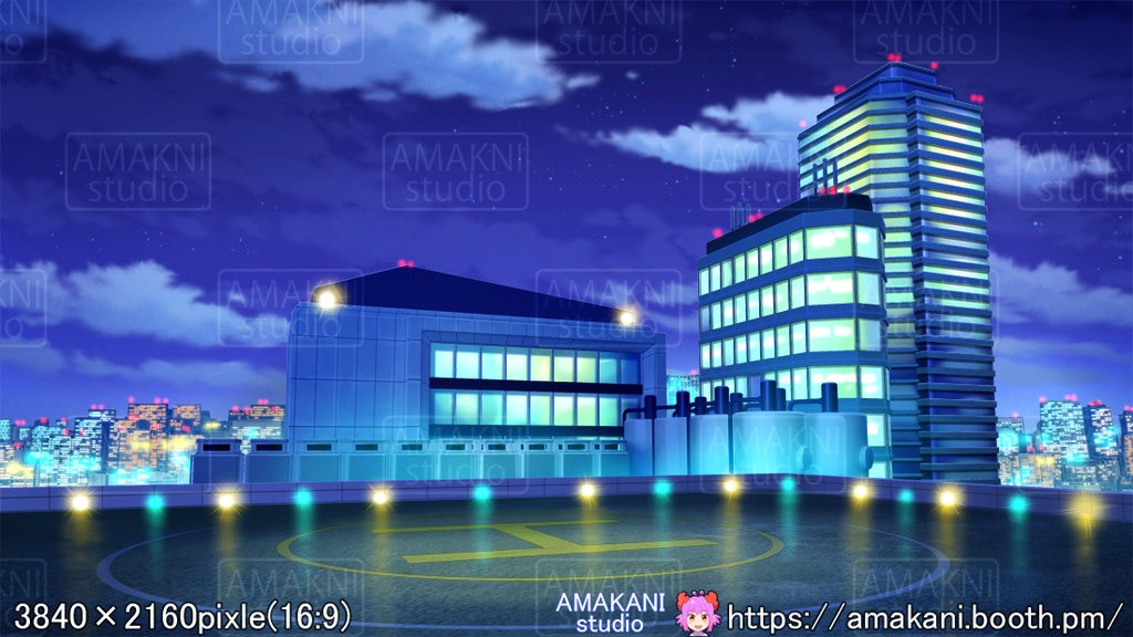 【背景素材】 「ヘリポート」差分セット