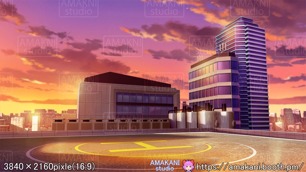 【背景素材】 「ヘリポート」差分セット