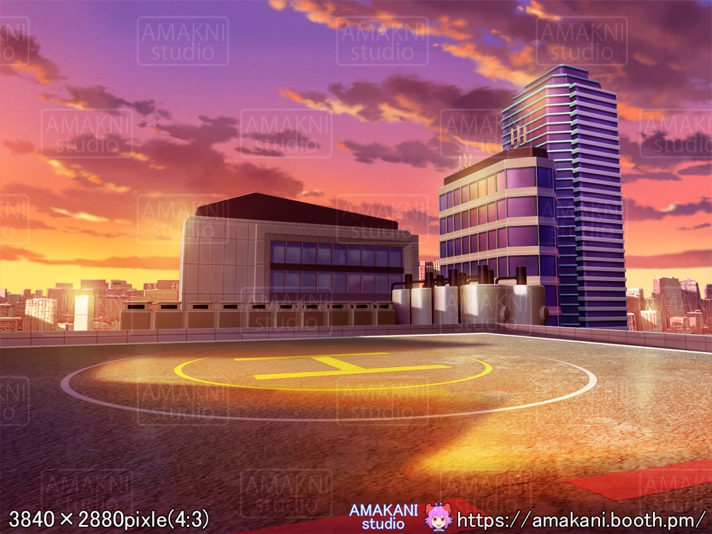 【背景素材】 「ヘリポート」差分セット