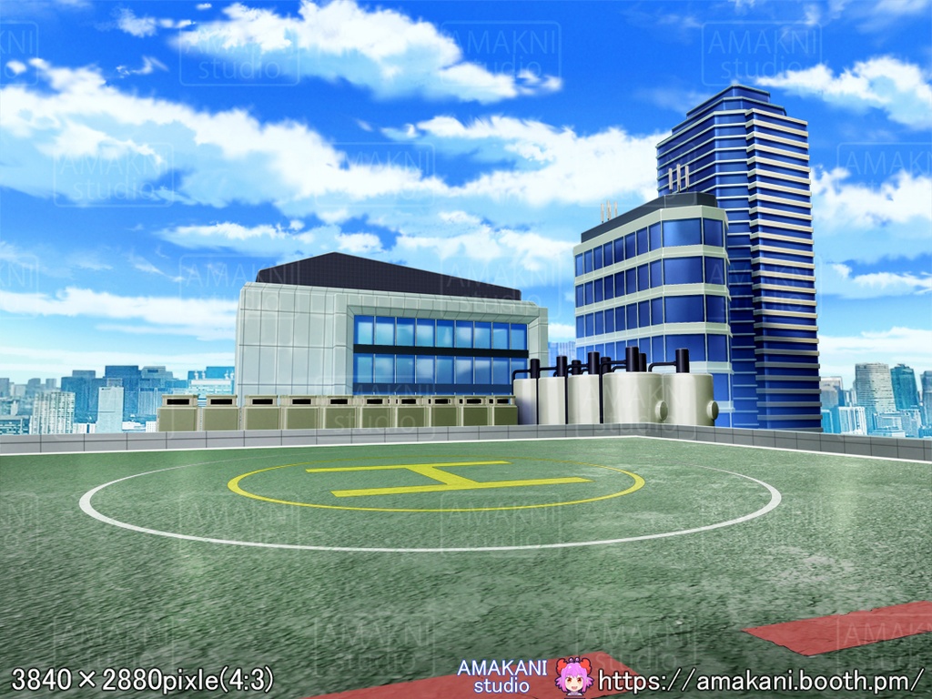 【背景素材】 「ヘリポート」差分セット
