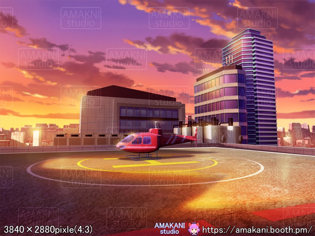 【背景素材】 「ヘリポート」差分セット