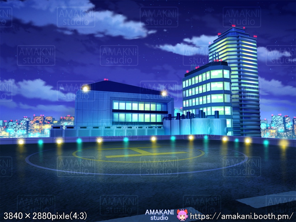 【背景素材】 「ヘリポート」差分セット