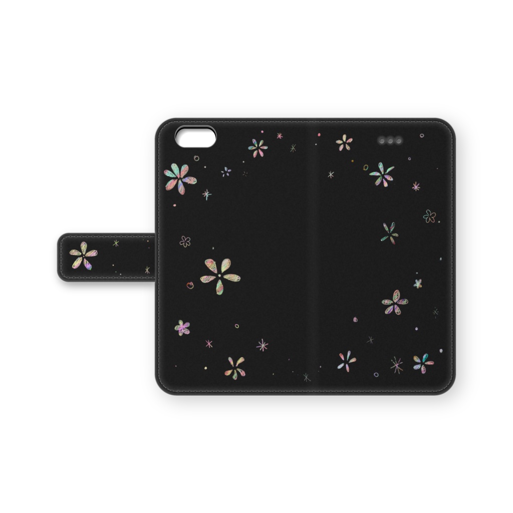 【かわいい】花降る夜に【手帳型iPhoneケース】